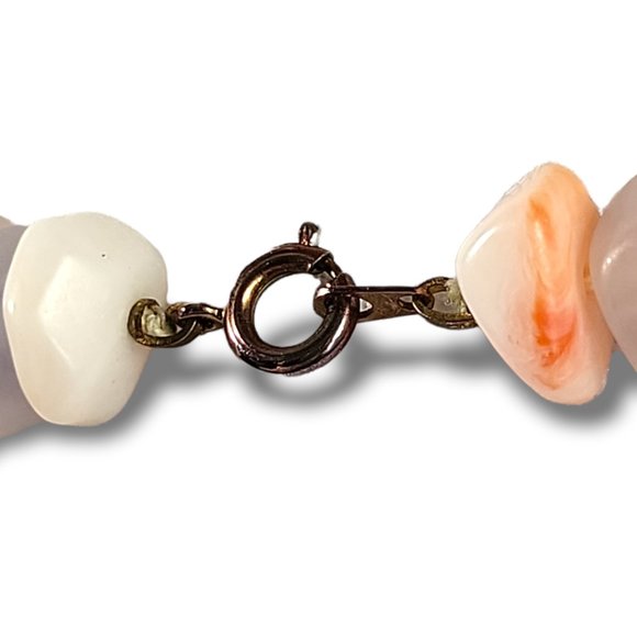 Vintage 90's Opaque Acrylic Bead Pink White Blue Abstract Choker - Picture 5 of 5